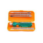 ERF Screwdriver Set (5 Pcs) with Magnetic Tips, Transparent Handle, Spring Steel Blade, Neon Bulb Tester